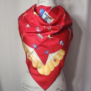 NWOT Bvlgari Bulgari Red Circus 100% Silk Scarf Italy
